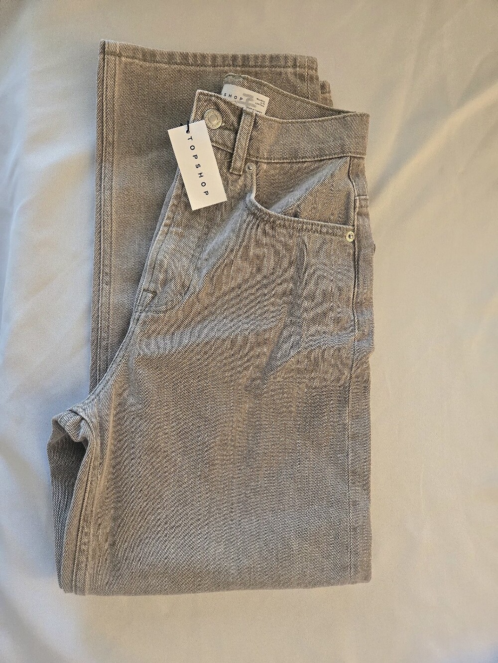 Topshop Boyfriend Taupe-Grey Straight Jeans